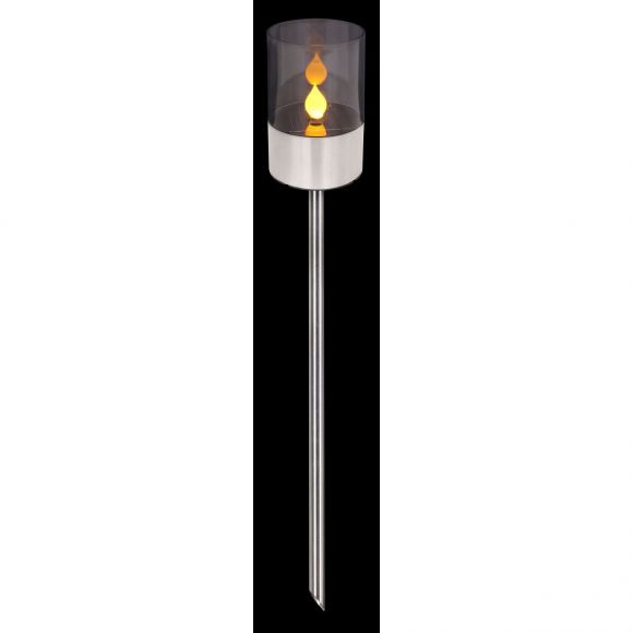 20er Set LED Kerze flackernde Flamme Solarleuchte aus Edelstahl zum Stellen oder mit Erdspitz Außenleuchte mit Schalter, inkl. Akku AAA IP44