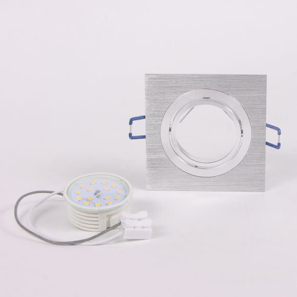 5er Set LED Decken-Einbaustrahler - Alu, eckig - inkl.7 W LED neutralweiß