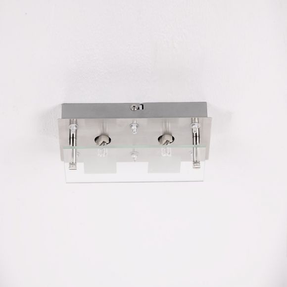 Deckenleuchte, 2-flammig, LED Lichtpunkte, rechteckig, modern, L 19 cm