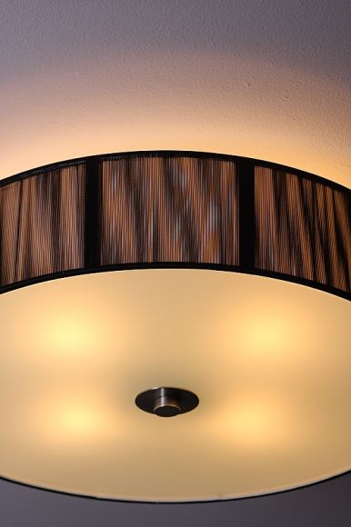 Deckenleuchte, Organzastoff schwarz, D 50 cm, 4-flammig, LED geeignet
