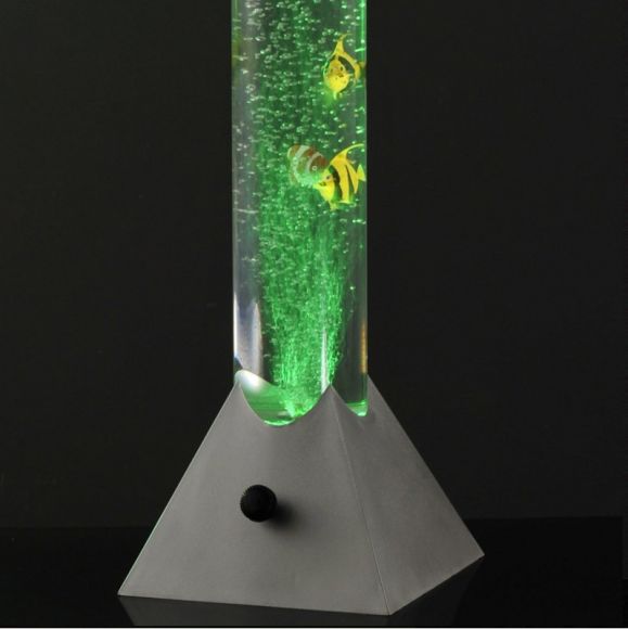 dekorative LED Wassersäule mit 10 bunten Fischen RGB-Farbwechsel mit Luftbläschen-Regulation über Schnurschalter, 120 x 21cm , Wasser-Sprudelsäule | Dekoleuchte