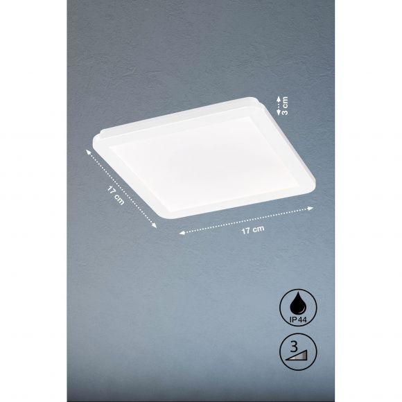 dimmbare LED Deckenleuchte quadratische Badezimmerleuchte Deckenlampe weiß creme 17 cm IP44