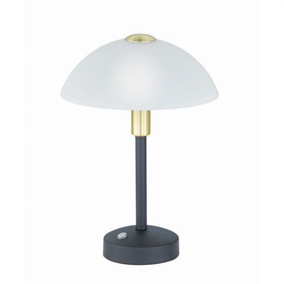 dimmbare LED Tischleuchte mit alabasterfarbigem Glasschirm, gold, Nachttischleuchte, inkl. LED 4W
