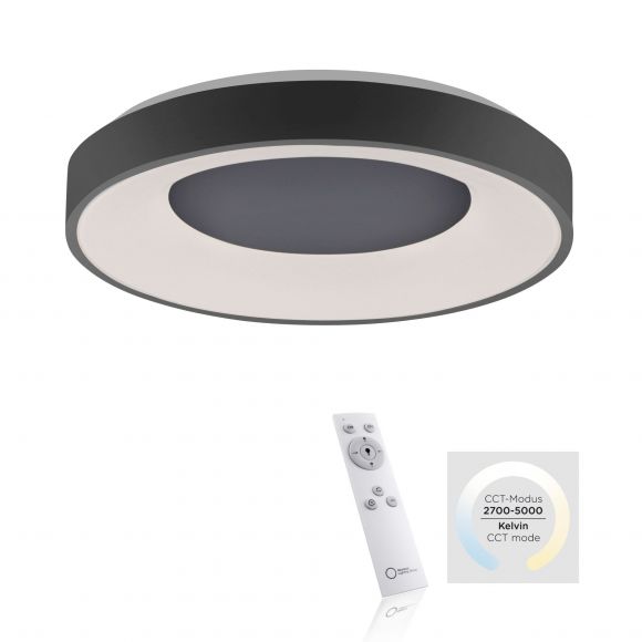 dimmbare runde LED Deckenleuchte mit Fernbedienung & Memory Funktion  matt Deckenlampe anthrazit Schalter ø 48 cm