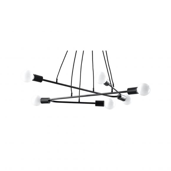 E27 Sputnik Pendelleuchte aus Stahl 6-flammige Hängelampe für Filament Leuchtmittel schwarz 80 x 40 x 100 cm