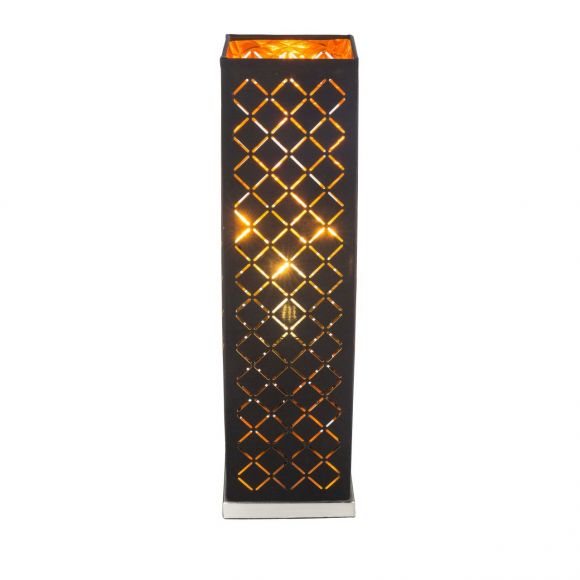 eckige E27 aus Stoff matt Blattgold-Optik quadratisch Kabel 16 m Schirm mit Dekorstanzungen Schalter