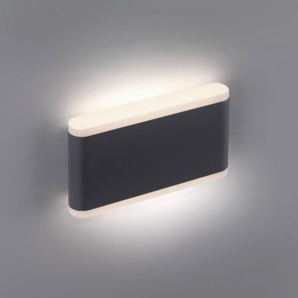 eckige LED Wandleuchte  matt 2-flammige Wandlampe anthrazit