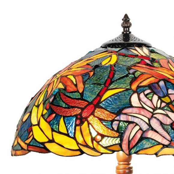 handgefertigte Hockerleuchte im Tiffany-Stil, stimmungsvolle Farben, Höhe 61cm