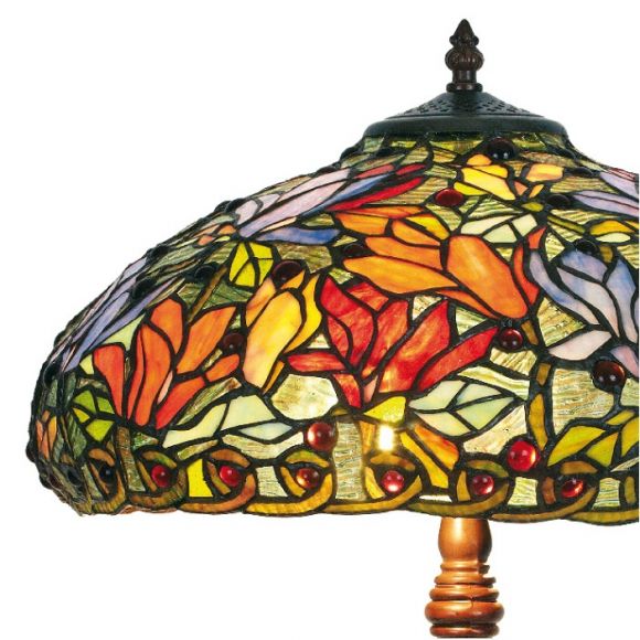 handgefertigte Tischleuchte im Tiffany-Stil, farbenreiche Glaskunst, Höhe 61cm