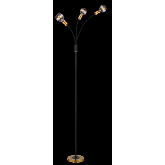 höhenverstellbare runde E27 Stehleuchte3 Arme Flexo Kabel 18 m 3-flammige Stehlampe schwarz mit Schalter ø 70 cm