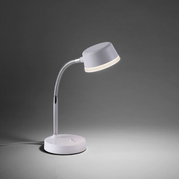 höhenverstellbare runde LED Tischleuchte  matt Tischlampe weiß mit Schalter