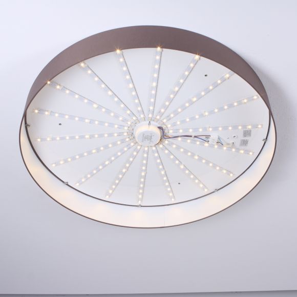 Hufnagel LED-Deckenleuchte Chintz-Schirm taupe, 2700K, 60cm