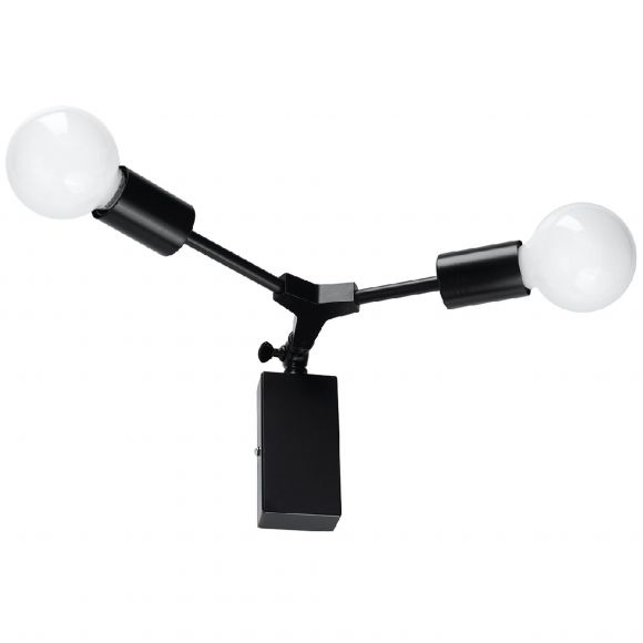 Industrial-Style E27 Wandleuchte 2-flammige Glühbirnen Wandlampe schwarz 40 x 20 x 20 cm