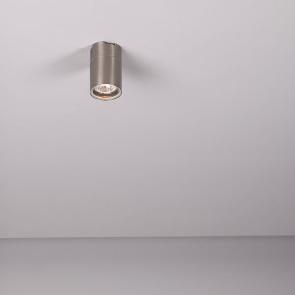 kleine LED Edelstahl Aufbauleuchte rund, H 9,2 cm, inkl LED 7W warmweiß, Deckenleuchte