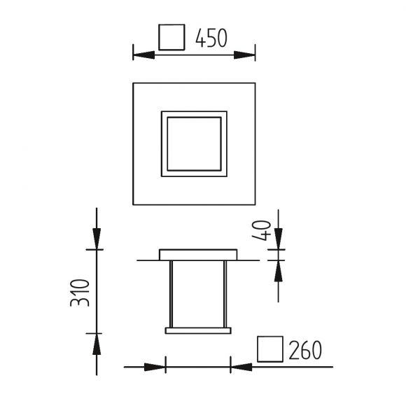 Knapstein edle, quadratische LED-Deckenleuchte in 3 Oberflächen, LED 37W