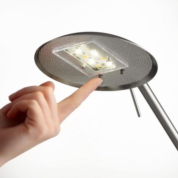 Knapstein LED-Leseleuchte, Nickel-matt, Lichtfarbwechsel Tastdimmer