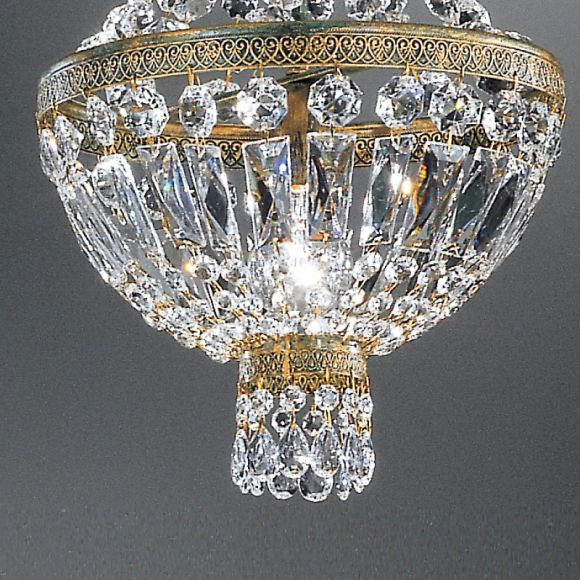 Kristall-Lüster  Cupola grün-gold-antik mit Glasbehang Ø 30cm