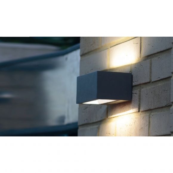 LED Up & Down Außenwandleuchte eckig, Aluminiumguss, in drei Farben, IP54
