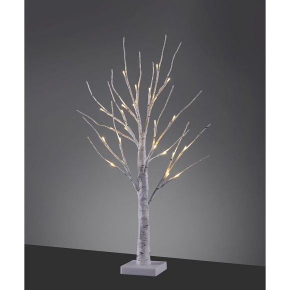 LED Birkenbaum 60 cm aus Eisen mit 24 Leuchtmitteln, Dekoleuchte mit Schalter IP44, batteriebetrieben