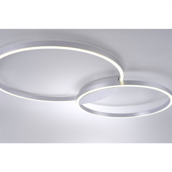 LED Deckenleuchte Q-KATE Ringe, aluminium, Fernbedienung, Smart Home, 96,4cm