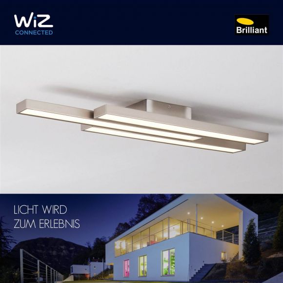 LED Deckenleuchte, 3-flammig, nickel, WiZ kompatibel, Smart Home