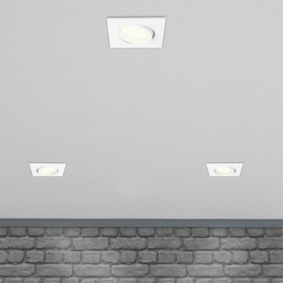 LED Einbauleuchte, 3er Set, weiß, eckig, schwenkbar, inkl LED 5W