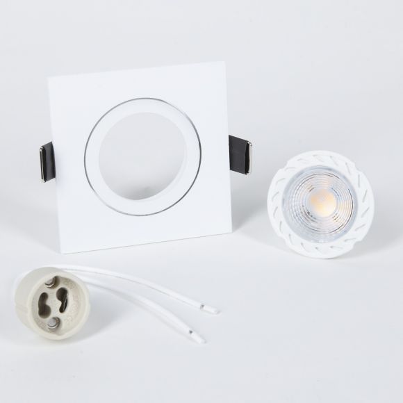 LED Einbauleuchte, 5er Set, weiß, eckig, schwenkbar, inkl. LED 5,5W