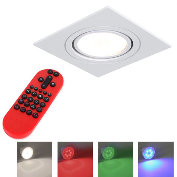LED Einbauleuchte, weiß, eckig, inkl. Fernbedienung, 5er-Set, LED RGB