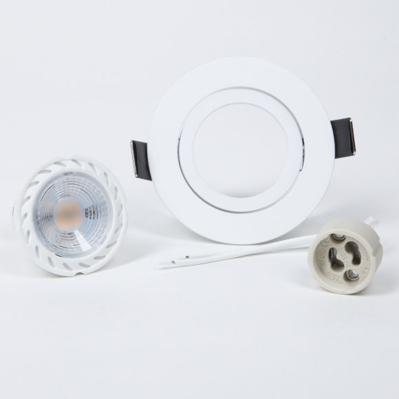 LED Einbaustrahler, weiß, rund, D 8,2 cm, inkl. GU10 LED 5,5 Watt
