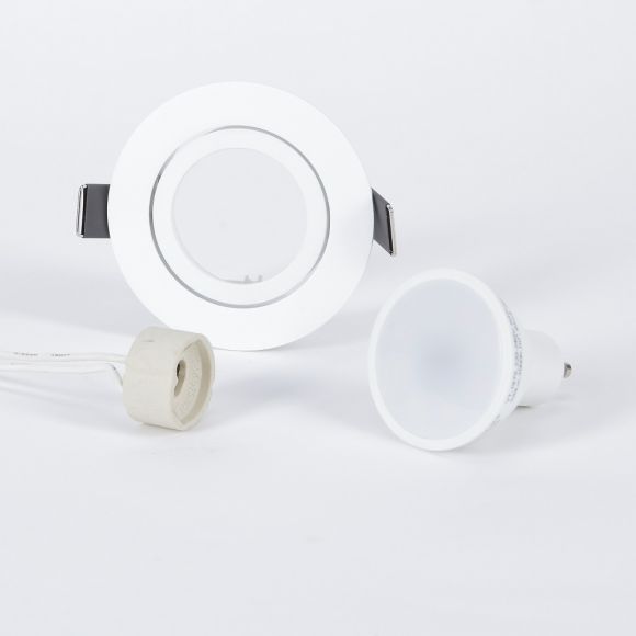 LED Einbaustrahler, weiß, rund, D 8,2 cm, inkl. GU10 LED 5W warmweiß