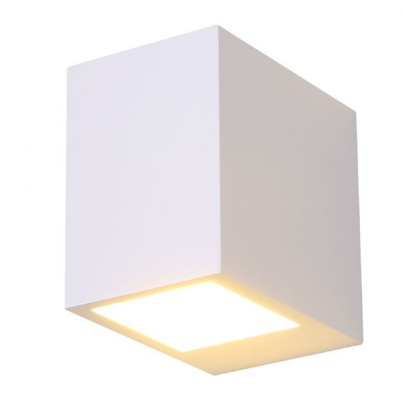 LED Gips Wandleuchte, Up & Down Light mit schönem Lichteffekt , weiß,  würfelförmig / quadratisch, inkl. 5W LED warmweiß