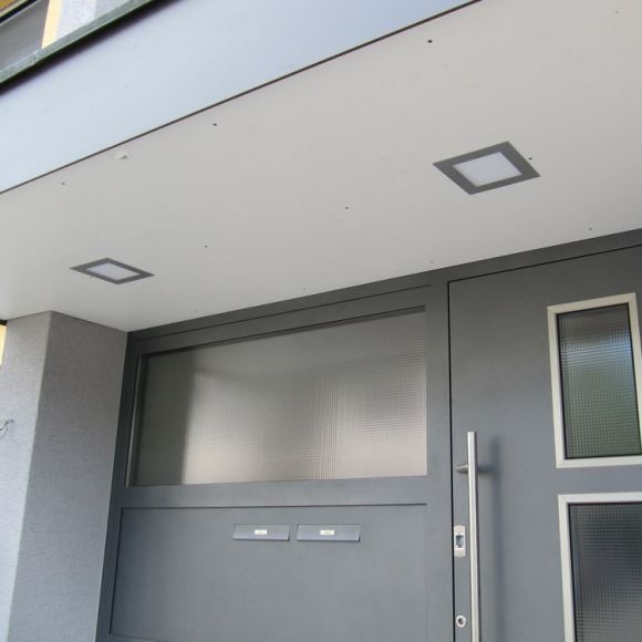 LED Panel 11W für Deckeneinbau Innen und Außen, 18x18 cm, 3000K warmweiß, silber