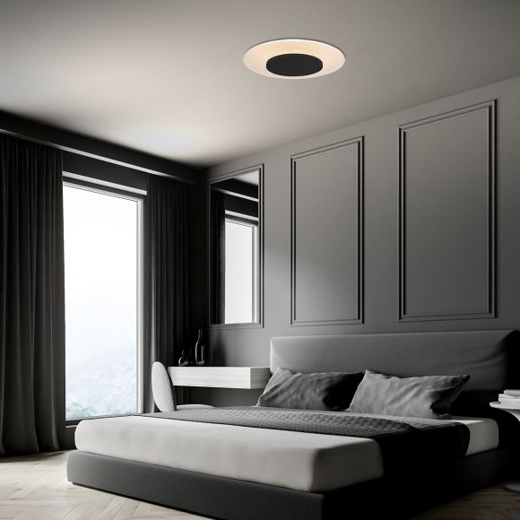 LED runde Deckenleuchte mit gepunktete Glasscheibe matt Deckenlampe schwarz ø 42 cm 12W
