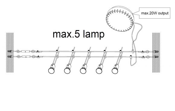 LED Seilsystem mit 5 Spots titanfarbig