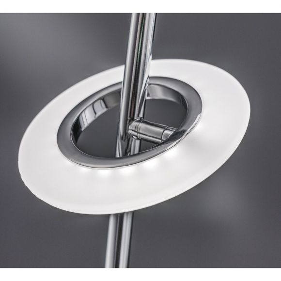 LED Tischleuchte gebogen Acyrl weiß Metall chrom, 2-flammig inkl. 2x LED 4 Watt, mit Schnurschalter, silber, warmweißes Licht