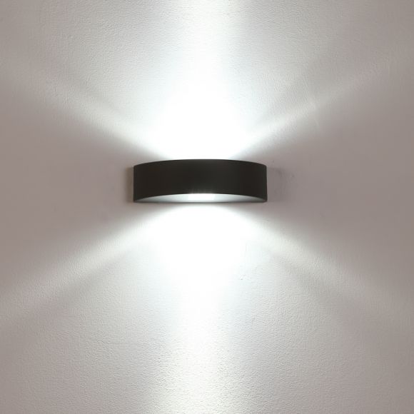 LED Wandleuchte Außen, halbrund, anthrazit, LED tageslichtweiß