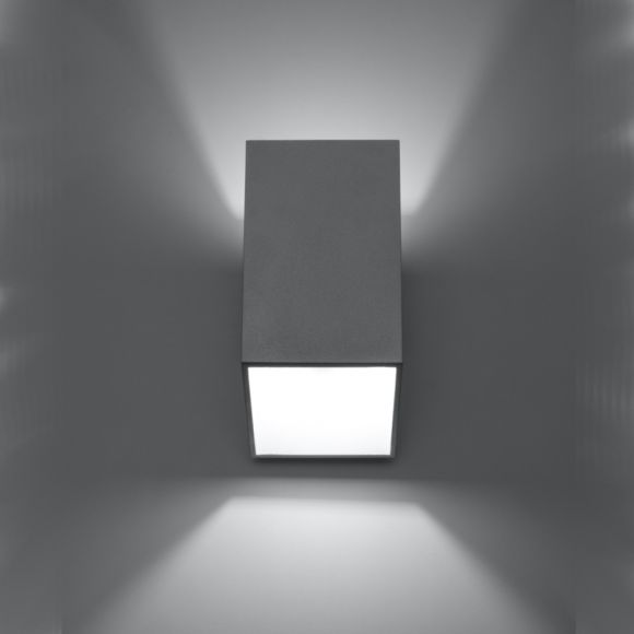 LED Wandleuchte, Up & Down, Grau, eckig, 20cm hoch, warmweiß