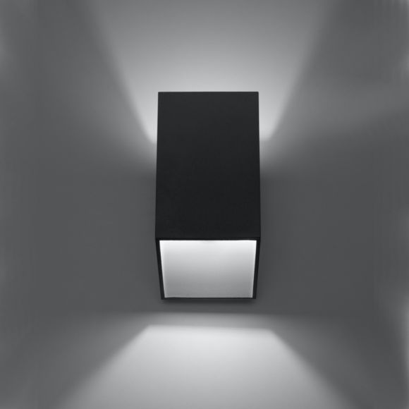 LED Wandleuchte, Up & Down, schwarz lackiert, rechteckig