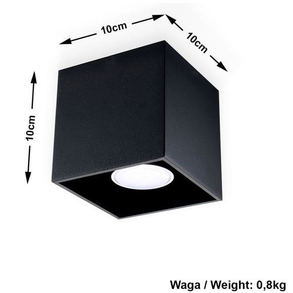 LED-Deckenleuchte Quad schwarz, inklusive 7 Watt