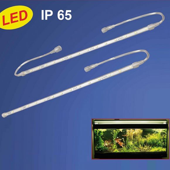 LED - Lichtleisten- Endschiene 50cm für Aquarium, Terrarium und Feuchträume!, IP 65, 4000°K kaltweiß,  LEDs 1x 2,4Watt