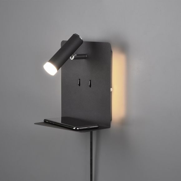 LED-Wandlampe Element mit USB-Charger in schwarz