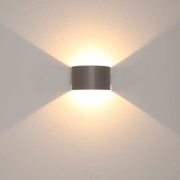 LED skandinavisch, 5W modern halbrund & Up WOHNLICHT Finn | Wandleuchte inkl. Downlight grau, LHG