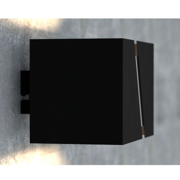 LHG Up & Downlight rechteckig Wandleuchte Arik mit Querschlitz, modern, schwarz, Licht nach oben & unten, inkl. 5W LED