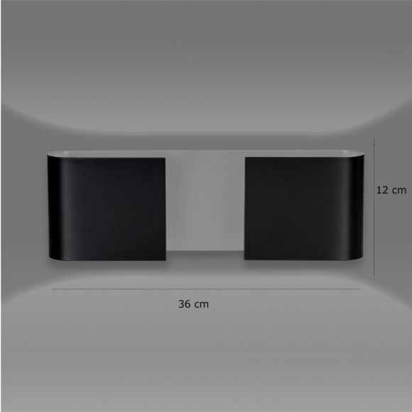 LHG Up & Downlight rund, halboffen Wandleuchte Elin schwarz, modern, Licht nach oben & unten, inkl. 5W LED