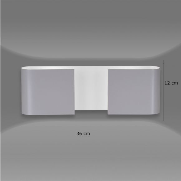 LHG Up & Downlight rund, halboffen Wandleuchte Elin grau, modern, Licht nach oben & unten, inkl. 5W LED