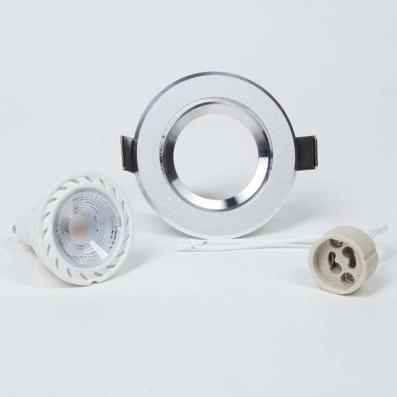 LHG LED-Einbaustrahler 3er-Set Alu matt, rund, LED 3x GU10 5 W