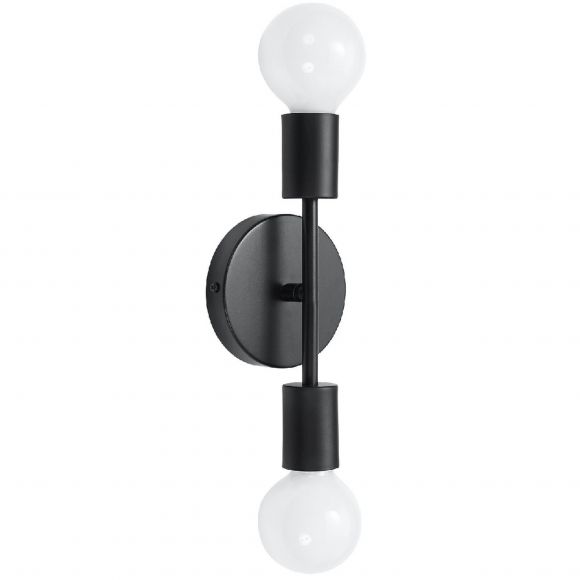 minimalistische E27 Wandleuchte für Glühlampen aus Stahl 2-flammige Wandlampe schwarz 8 x 20 x 10 cm