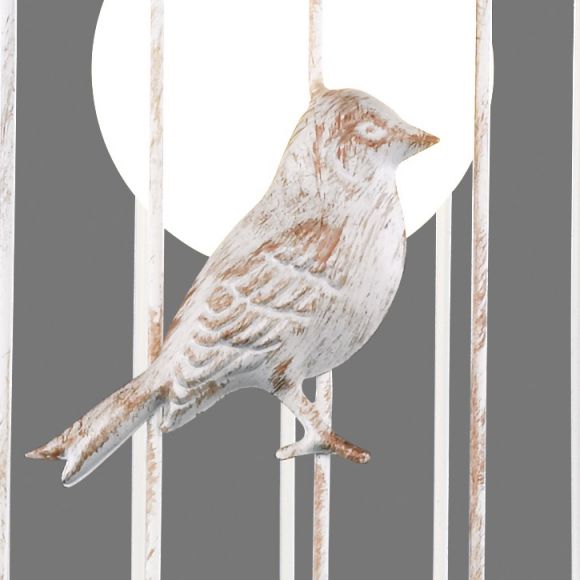 Pendelleuchte Vogelkäfig in Weiß- oder Rost-antik mit Vogeldekor