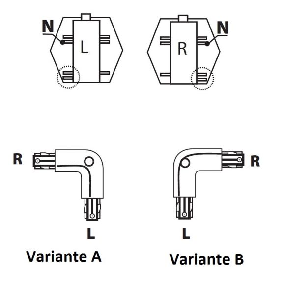 3 Phasen L-Verbinder weiß A oder B