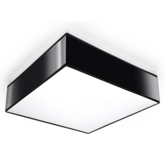 quadratische E27 Deckenleuchte aus Stahl 2-flammige Deckenlampe mit Blendschutz schwarz o. weiß o. silber